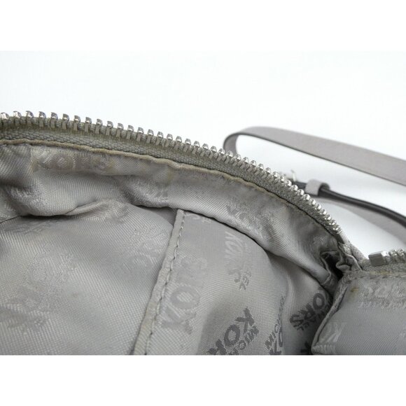 Michael Kors Abbey Gray Silver Perforated Leather Mini Backpack - Picture 15 of 16